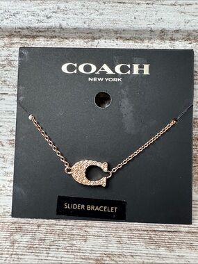 COACH Rose Gold Crystal 'C' Slider Bracelet